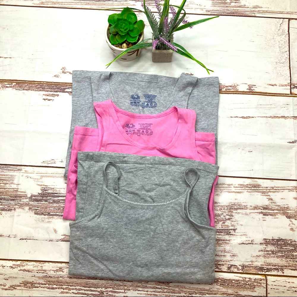 Tank Top Bundle SO Fruit of the Loom Baby Pink & Gray Sz Medium